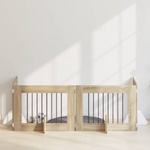 Dog Gate with Stands 4 pcs Sonoma Oak 80 x 60 cm