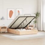 Ottoman Bed Frame Natural 135 x 190 cm Solid Pine Wood