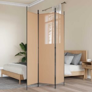 3-Panel Room Divider Beige 150 x 200 cm Fabric
