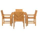 Garden Dining Set 5 pcs Brown Solid Acacia Wood