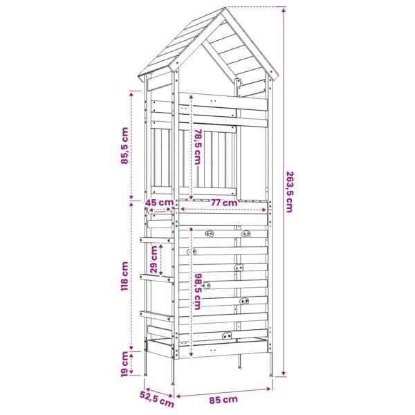 Outdoor Play Tower Natural Solid Impregnated Pinewood