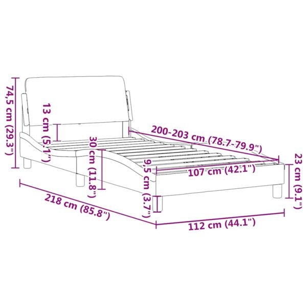 Bed Frame "Dover" Black 107x203 cm King Single Fabric