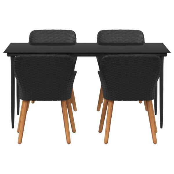 Garden Dining Set with Cushion 5 pcs Black Poly Rattan