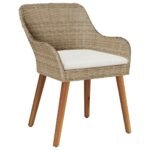 Garden Dining Set with Cushion 5 pcs Beige Poly Rattan