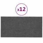 Wall Headboard 12 pcs Dark Grey 30 x 15 cm Fabric