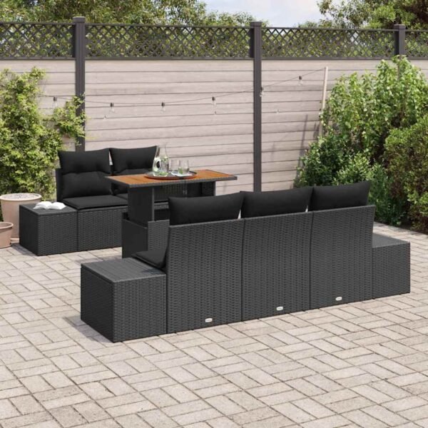 Garden Dining Set with Cushion 6 pcs Black and Brown