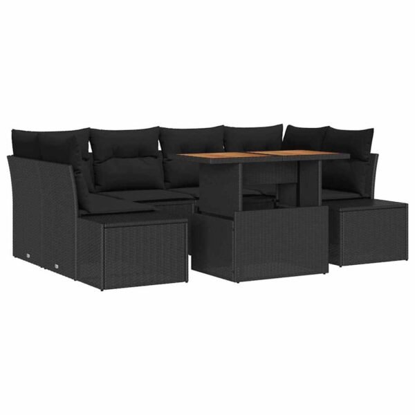 Garden Dining Set with Cushion 7 pcs Black and Brown