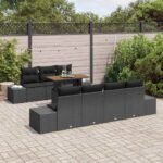 Garden Dining Set with Cushion 8 pcs Black and Brown