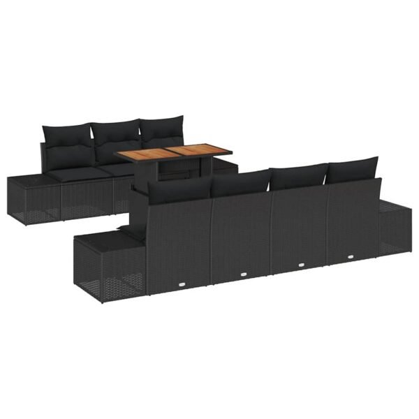 Garden Dining Set with Cushion 8 pcs Black and Brown