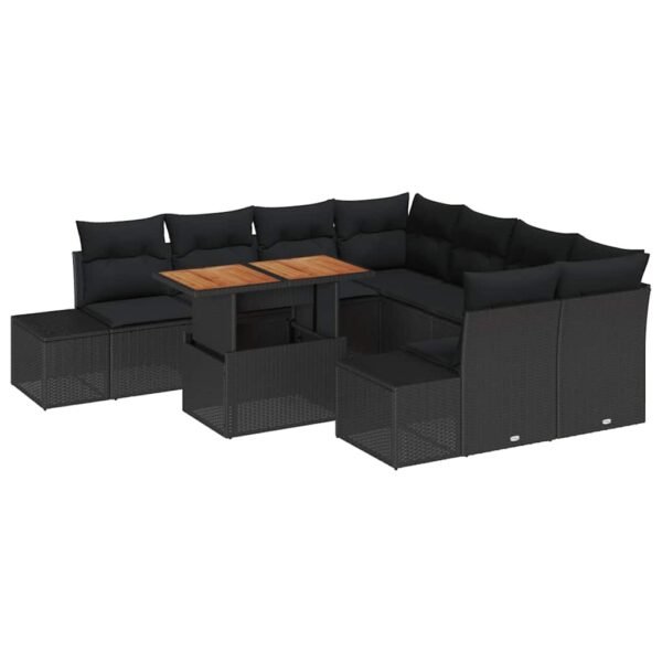 Garden Dining Set with Cushion 9 pcs Black and Brown