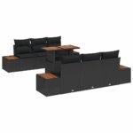Garden Dining Set with Cushion 7 pcs Black and Brown