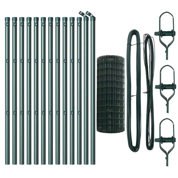 Fence with Post Green 0,8 x 25 m Steel