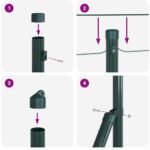 Fence with Post Green 0,8 x 25 m Steel