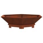 Fire Pit Brown 100 x 100 x 28 cm Weathering Steel