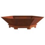 Fire Pit Brown 100 x 100 x 28 cm Weathering Steel