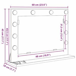 Vanity Mirror White 60 x 45 x 18 cm Glass and Engineered wood