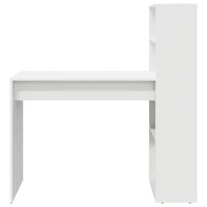 Desk with Shelf White 113 x 54 x 120 cm Engineered Wood