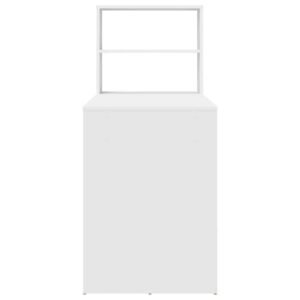 Desk with Shelf White 113 x 54 x 120 cm Engineered Wood