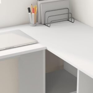 Desk with Shelf White 142 x 102 x 73 cm Engineered Wood