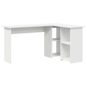 Desk with Shelf White 142 x 102 x 73 cm Engineered Wood