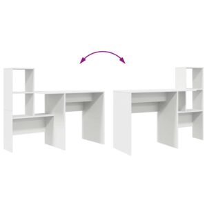 Desk with Shelf White 131,5 x 50 x 106,5 cm Engineered Wood