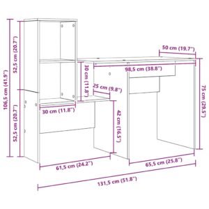 Desk Sonoma Oak 131,5 x 50 x 106,5 cm Engineered Wood