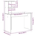 Desk with Shelf White 102 x 50 x 124 cm Engineered Wood