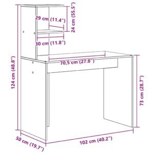 Desk with Shelf White 102 x 50 x 124 cm Engineered Wood