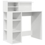 Desk with Shelf White 90 x 48 x 101,5 cm Engineered Wood