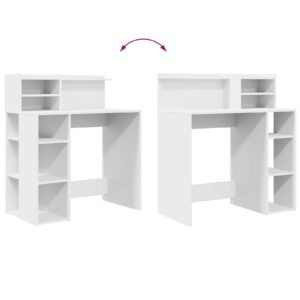 Desk with Shelf White 90 x 48 x 101,5 cm Engineered Wood