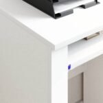 Desk with Wheels White 91 x 50 x 77 cm Engineered Wood