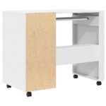 Desk with Wheels White 91 x 50 x 77 cm Engineered Wood
