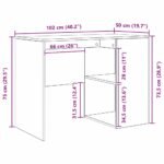 Desk with Shelf White 102 x 50 x 75 cm Engineered Wood