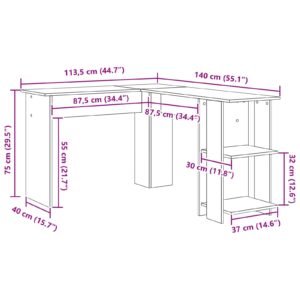 Corner Desk White 140 x 113,5 x 75 cm Engineered Wood