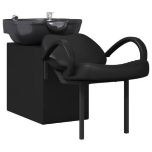 Shampoo Chair Height Adjustable Black 136 x 60 x 92 cm PVC
