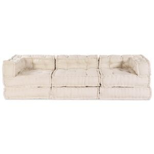 Modular Sofa Unit 3 pcs Cream Fabric