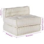 Modular Sofa Unit 3 pcs Cream Fabric