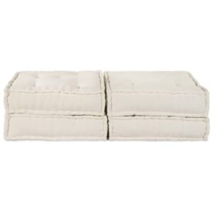 Modular Sofa Unit 2 pcs Cream 140 x 70 x 36 cm Fabric