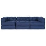 Modular Sofa Unit 3 pcs Indigo Fabric