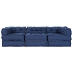 Modular Sofa Unit 3 pcs Indigo Fabric