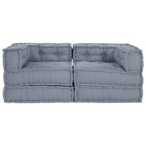 Modular Sofa Unit 2 pcs Grey 140 x 70 x 56 cm Fabric