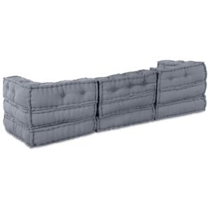 Modular Sofa Unit 3 pcs Grey Fabric