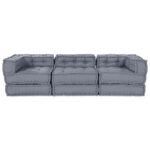 Modular Sofa Unit 3 pcs Grey Fabric