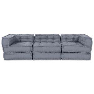 Modular Sofa Unit 3 pcs Grey Fabric