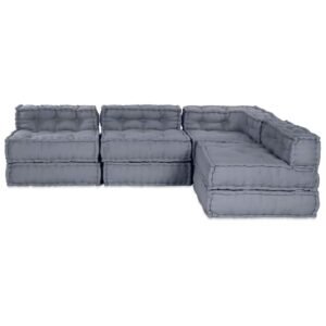 Modular Sofa Unit 4 pcs Grey Fabric