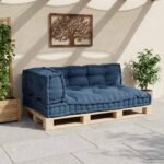 Pallet Sofa Cushion 3 pcs Indigo 120 x 80 x 38 cm Fabric