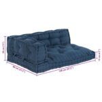 Pallet Sofa Cushion 3 pcs Indigo 120 x 80 x 38 cm Fabric