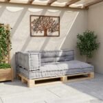 Pallet Sofa Cushion 3 pcs Grey 120 x 80 x 38 cm Fabric