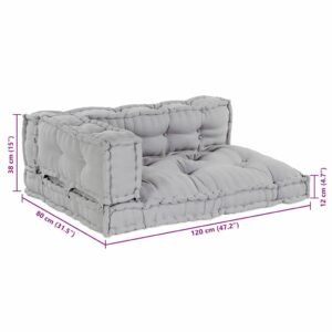 Pallet Sofa Cushion 3 pcs Grey 120 x 80 x 38 cm Fabric