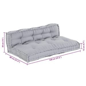 Pallet Sofa Cushion 2 pcs Grey 120 x 80 x 38 cm Fabric